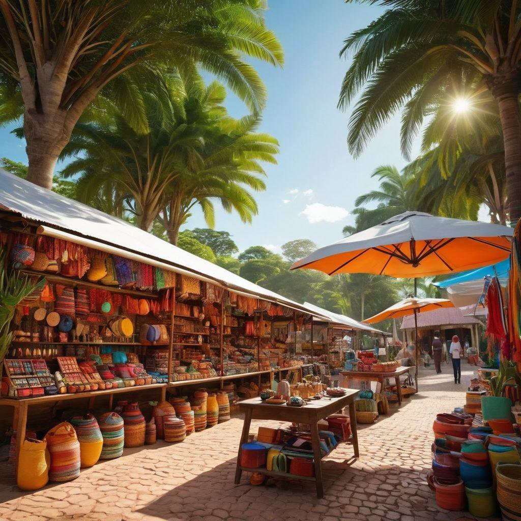 A vibrant digital marketplace set against the backdrop of Paraguay's lush landscapes, showcasing diverse online storefronts filled with colorful products. An excited shopper explores a virtual interface brimming with unbeatable offers, with traditional Paraguayan crafts and modern gadgets blending seamlessly. Enrich the scene with warm, inviting colors and elements that capture the essence of online shopping in the heart of Paraguay. super-realistic. vibrant colors. white background.